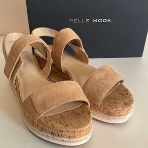 Womens Pelle Moda wedge sandals Velcro closure cork heel size 9.5 new